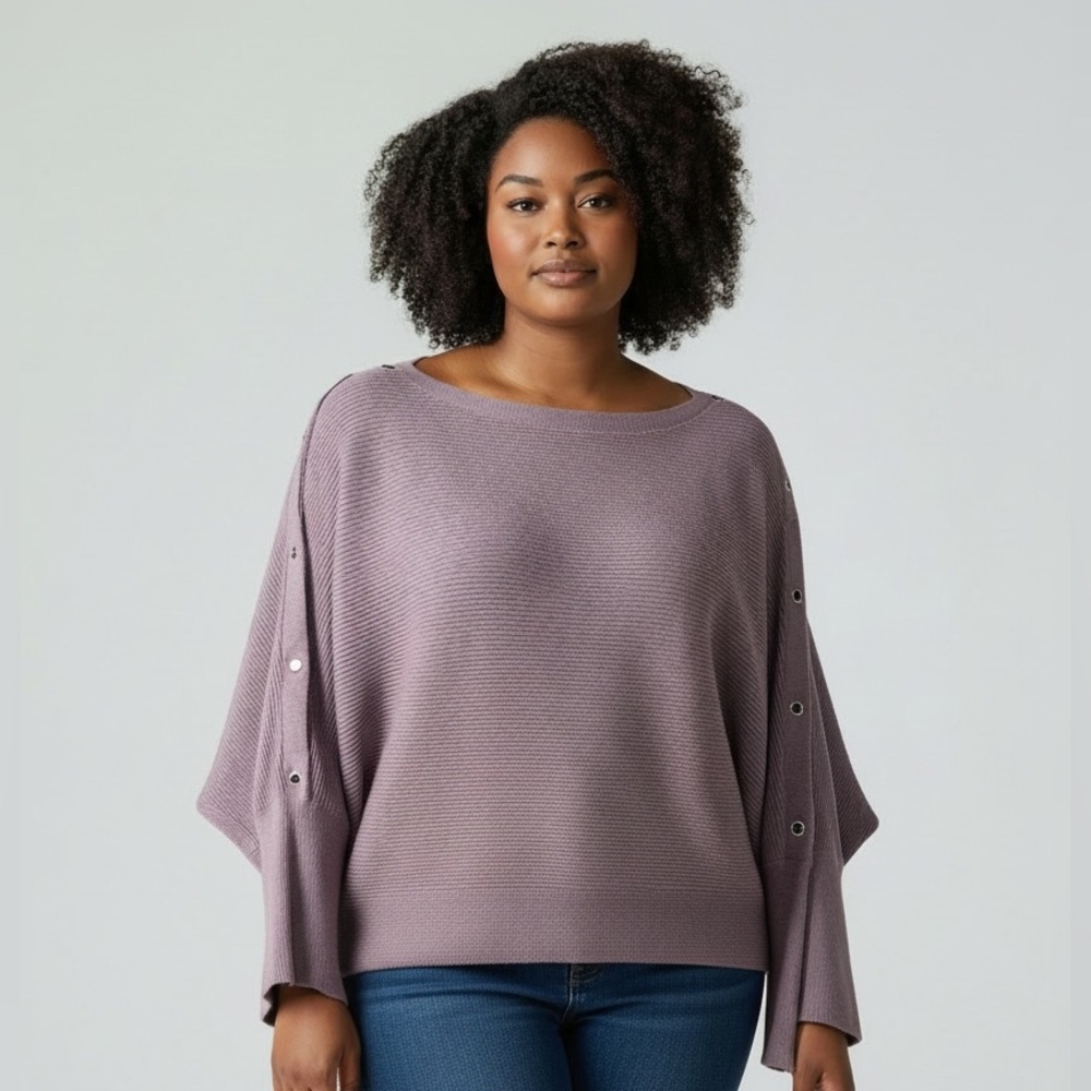 Jennifer Lopez Mauve Sweater with Button Accents